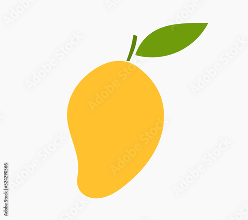 Mango fruit with leaf symbol icon.