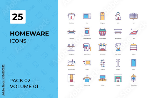 Home ware icons collection. Set contains such Icons as apartment, box, cardboard, and more