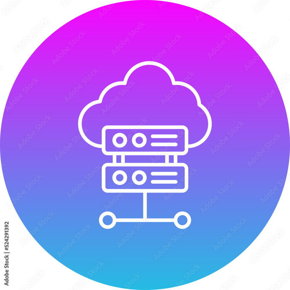 Cloud Server Gradient Circle Line Inverted Icon Cloud Server Gradient Circle Line Inverted Icon