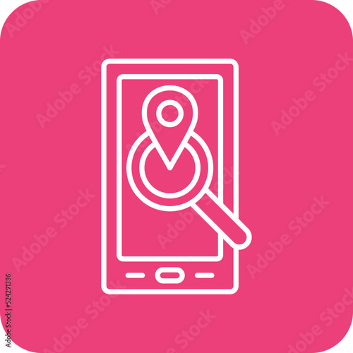 Location Search Multicolor Round Corner Line Inverted Icon