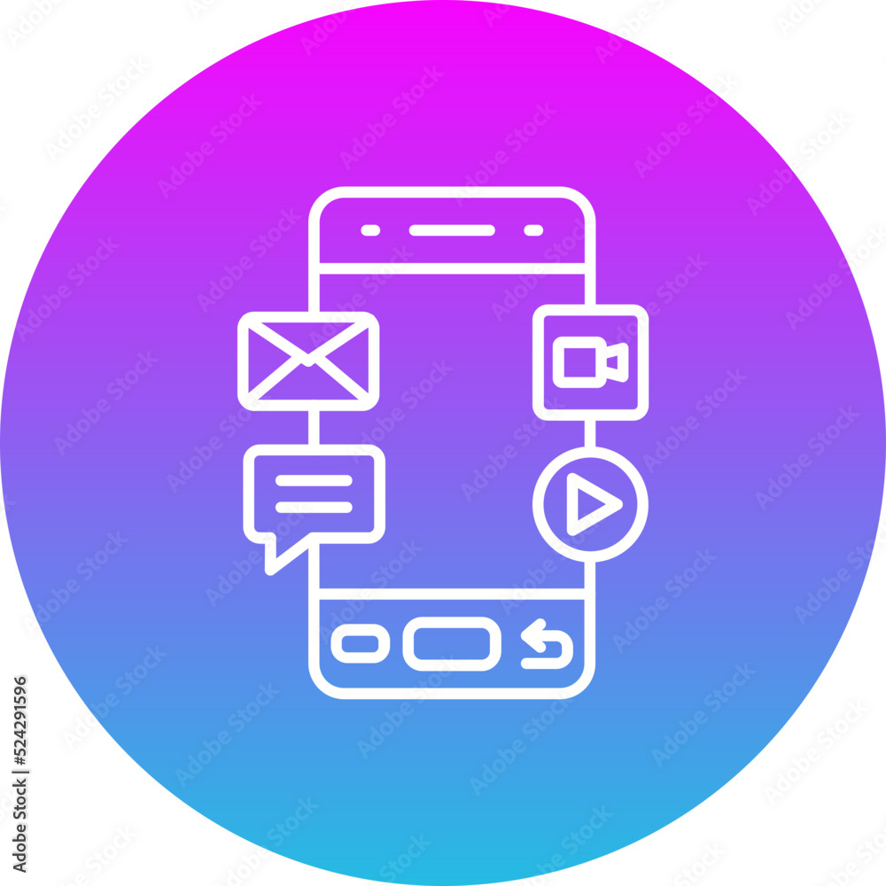 Social Media Gradient Circle Line Inverted Icon Social Media Gradient Circle Line Inverted Icon