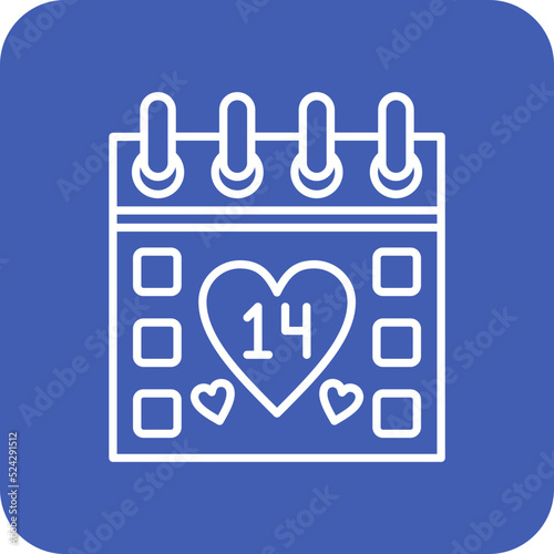 Valentine Day Multicolor Round Corner Line Inverted Icon