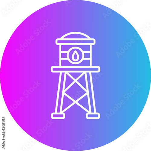 Water Tower Gradient Circle Line Inverted Icon