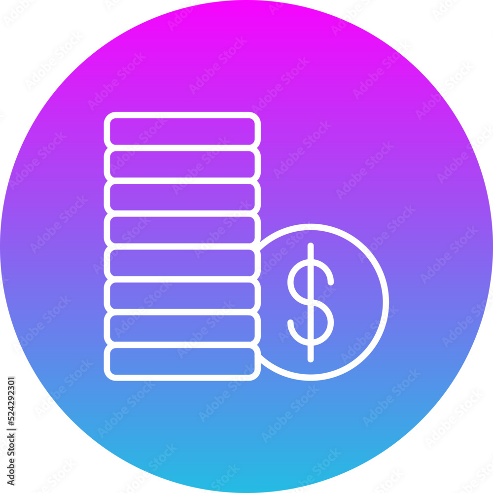 Coins Gradient Circle Line Inverted Icon