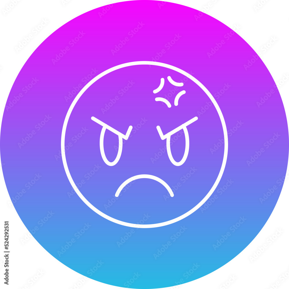 Angry Gradient Circle Line Inverted Icon
