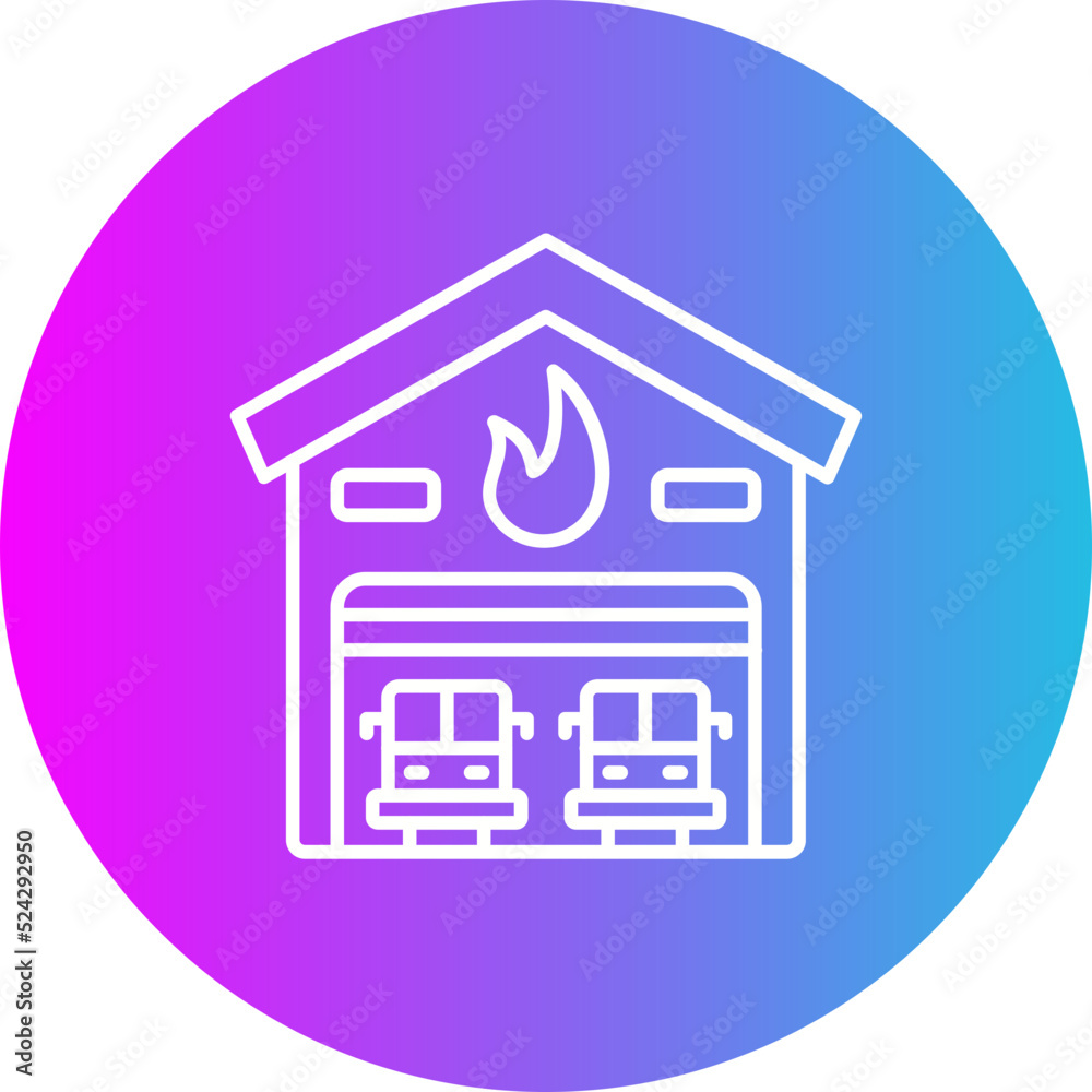 Firefighter Garage Gradient Circle Line Inverted Icon Firefighter Garage Gradient Circle Line Inverted Icon