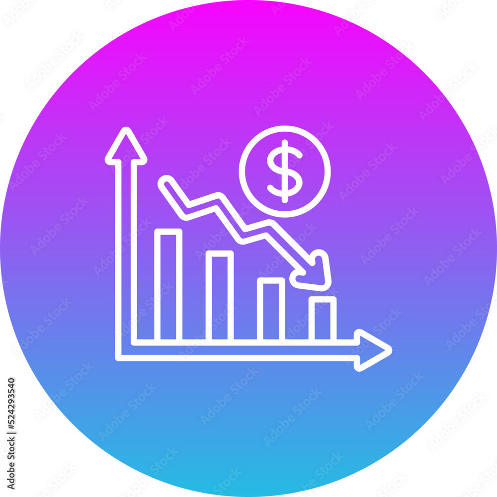Loss Chart Gradient Circle Line Inverted Icon Loss Chart Gradient Circle Line Inverted Icon