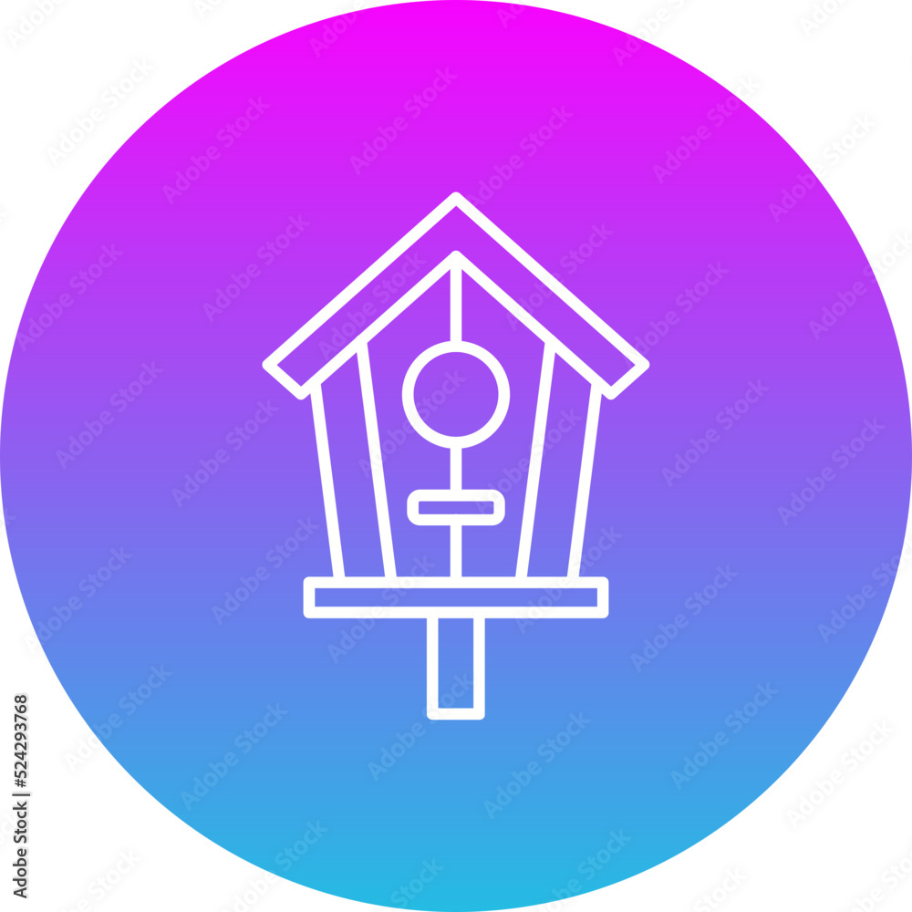 Bird House Gradient Circle Line Inverted Icon Bird House Gradient Circle Line Inverted Icon