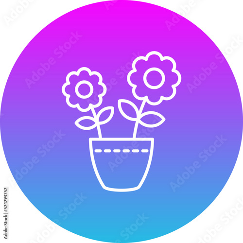 Flower Pot Gradient Circle Line Inverted Icon