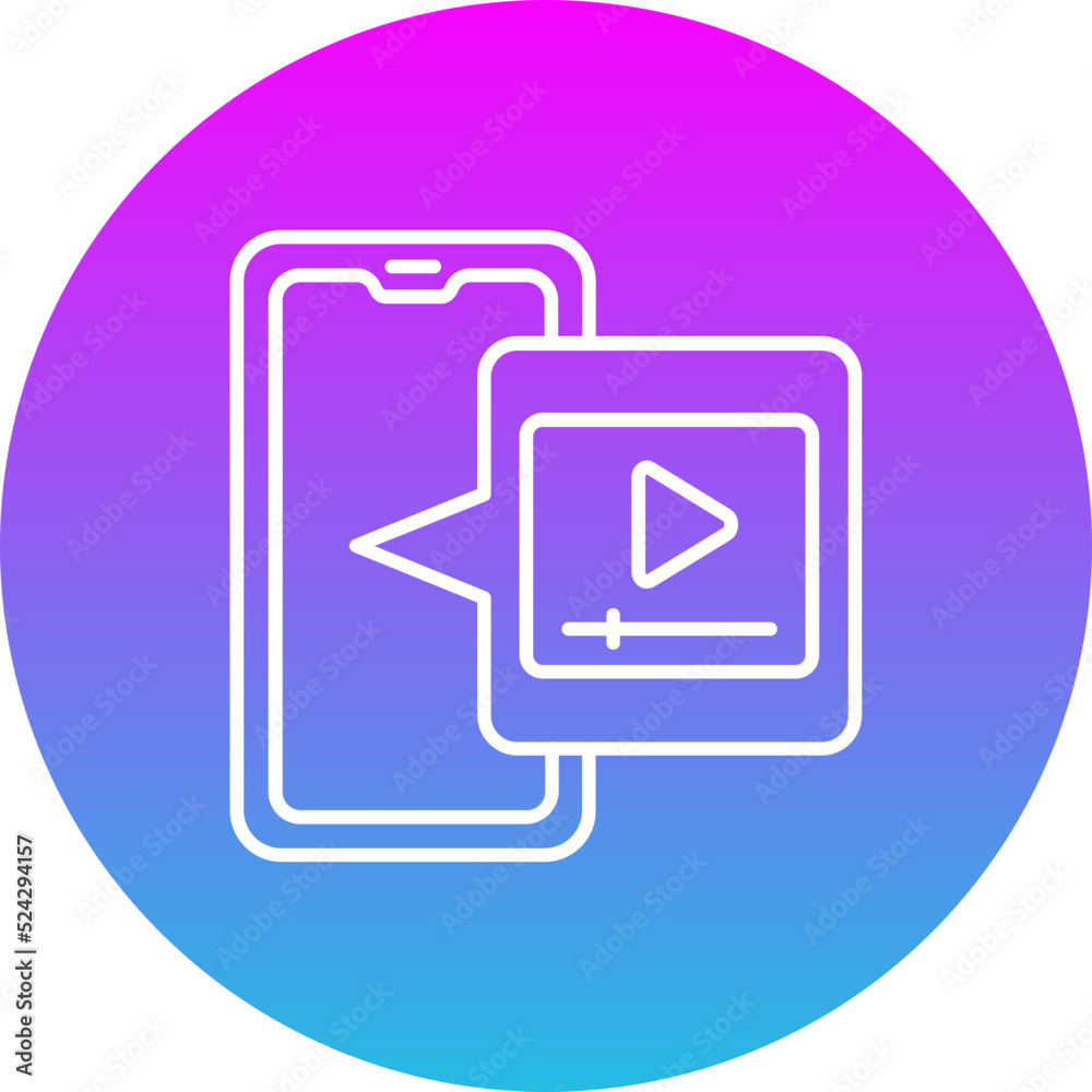 Video Player Gradient Circle Line Inverted Icon Video Player Gradient Circle Line Inverted Icon