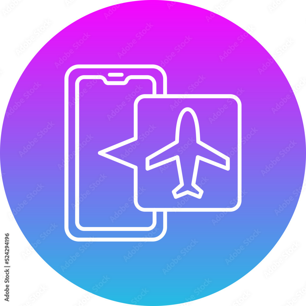 Airplane Mode Gradient Circle Line Inverted Icon Airplane Mode Gradient Circle Line Inverted Icon