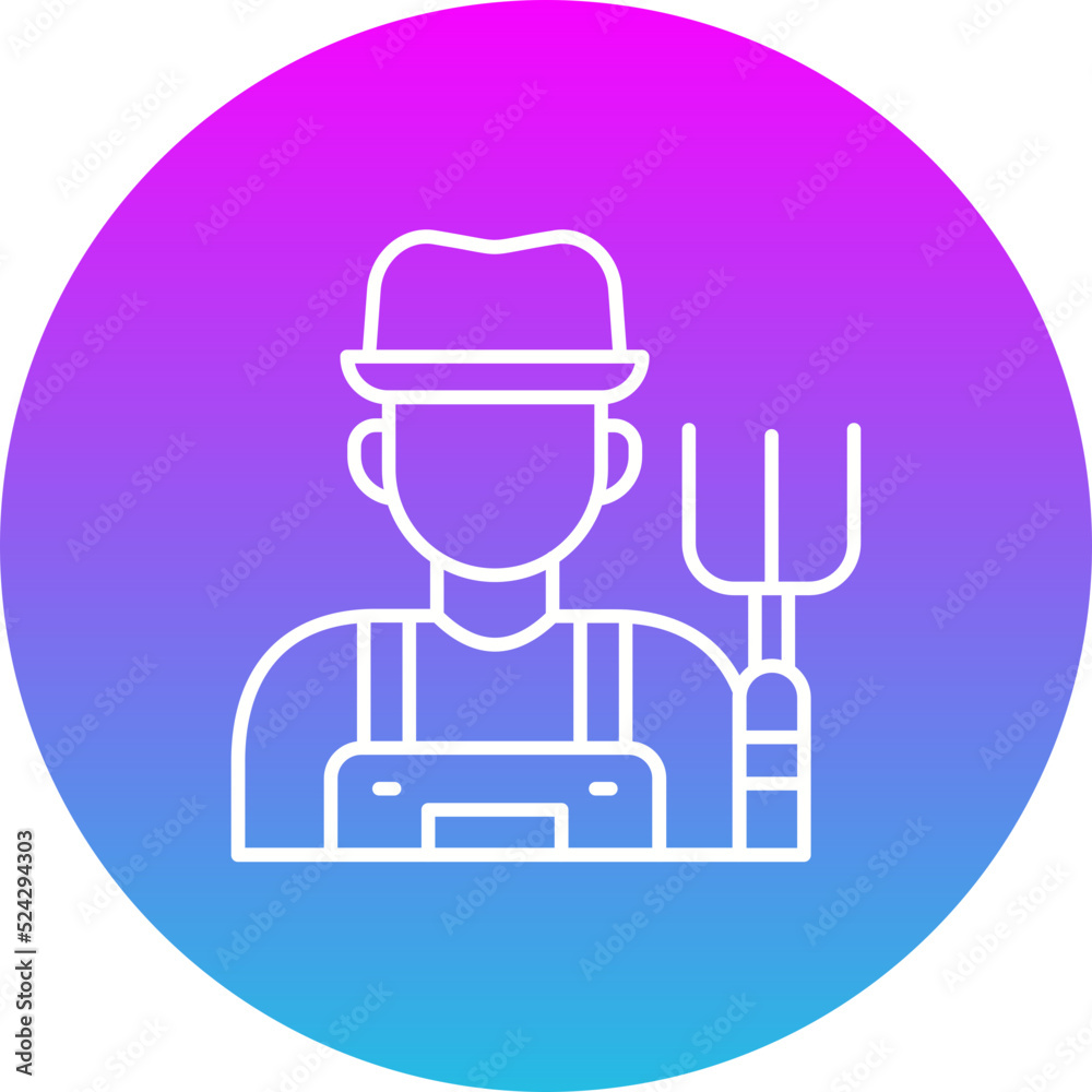Farmer Gradient Circle Line Inverted Icon Farmer Gradient Circle Line Inverted Icon
