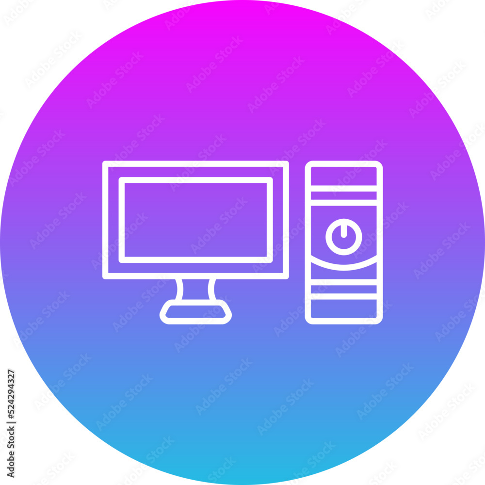 Computer Gradient Circle Line Inverted Icon Computer Gradient Circle Line Inverted Icon