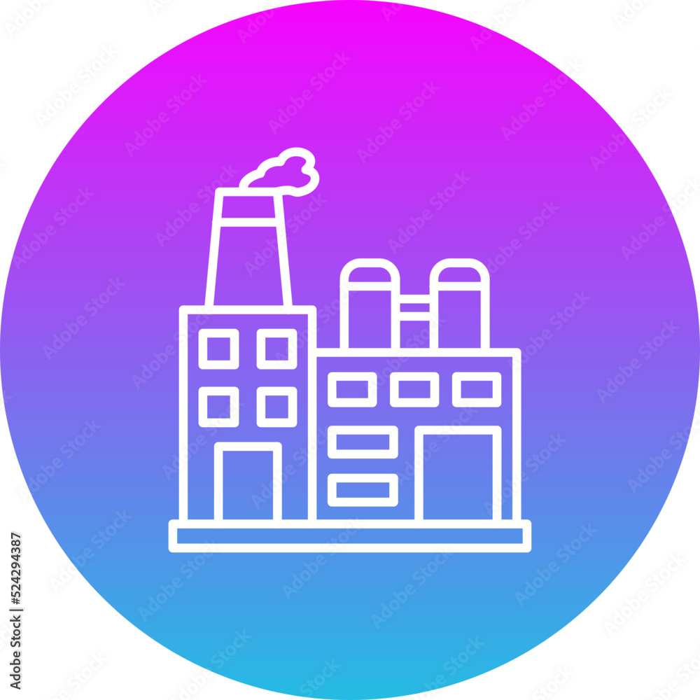 Factory Gradient Circle Line Inverted Icon Factory Gradient Circle Line Inverted Icon