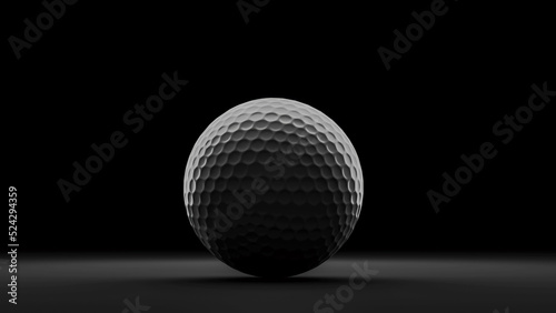 golf ball on black background, 3d rendering