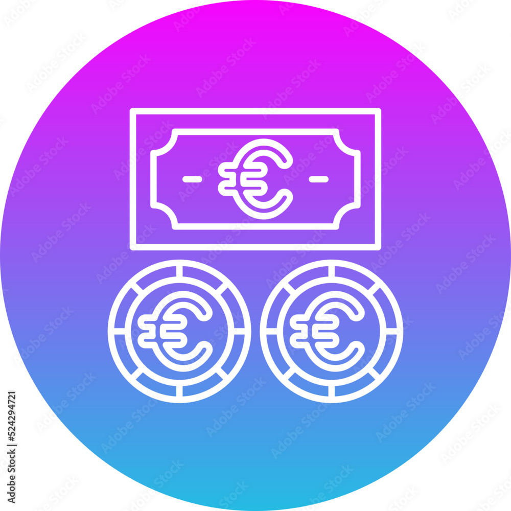 Euro Currency Gradient Circle Line Inverted Icon Euro Currency Gradient Circle Line Inverted Icon
