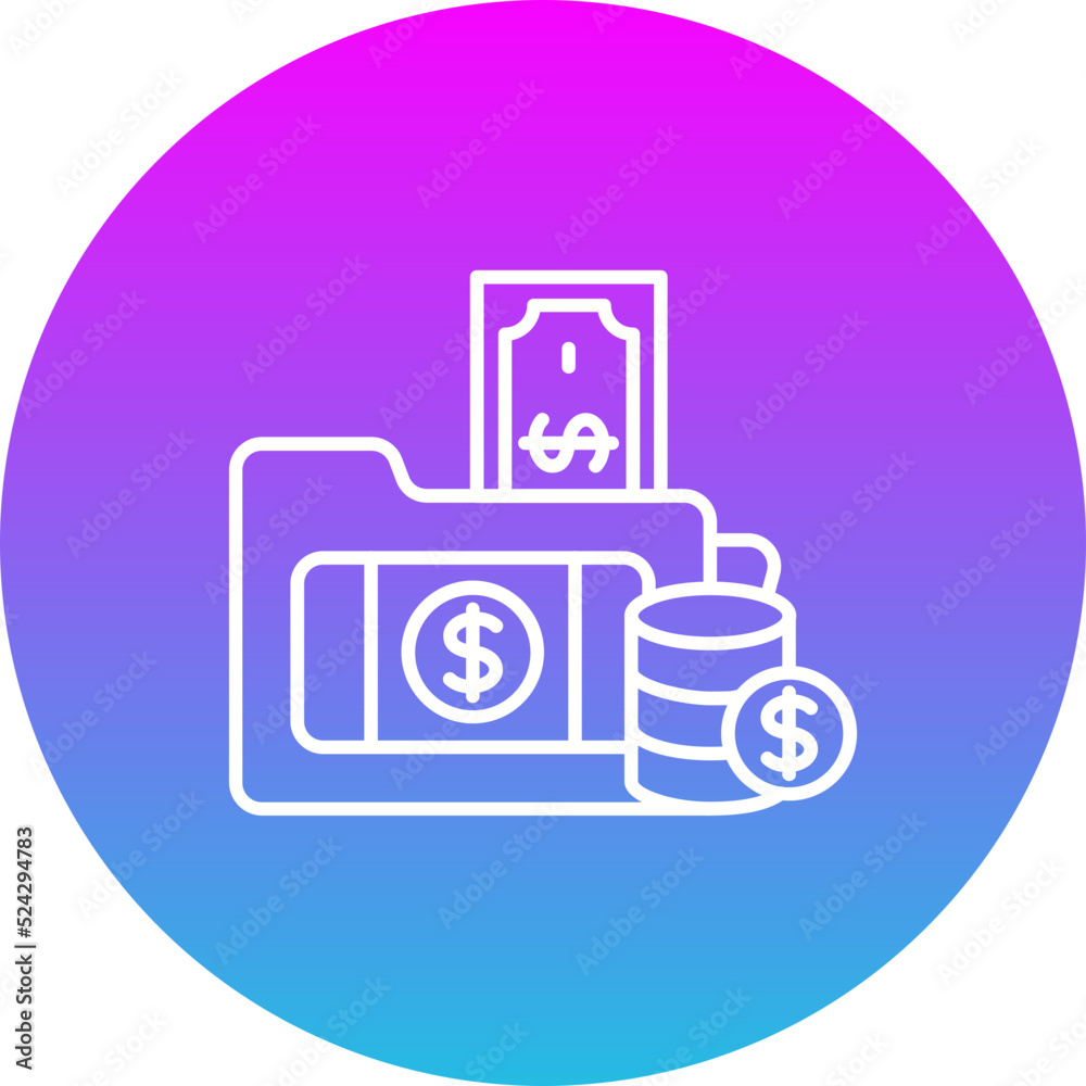 Obraz premium Money Folder Gradient Circle Line Inverted Icon