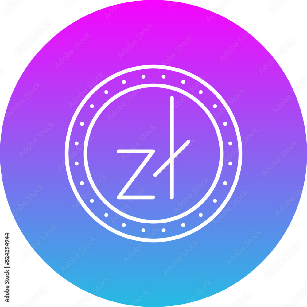 Zloty Gradient Circle Line Inverted Icon Zloty Gradient Circle Line Inverted Icon