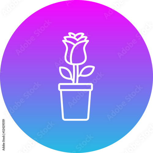 Flower Pot Gradient Circle Line Inverted Icon