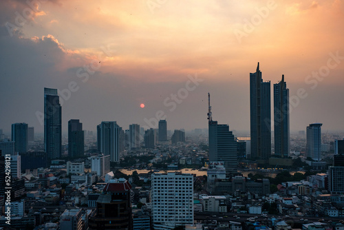 city skyline sunset in Thailand Bangkok