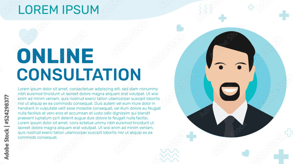 Online Consultation Web Page Design with typography and design elements Vector. Online help and therapy concept backdrop. Online Consultation Web Page Design with typography and design elements Vector. Online help and therapy concept backdrop.