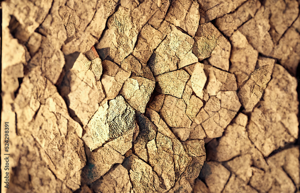 Fototapeta premium dried rock surface, climate change, dried soil, abstract background, 3d render, 3d illustration