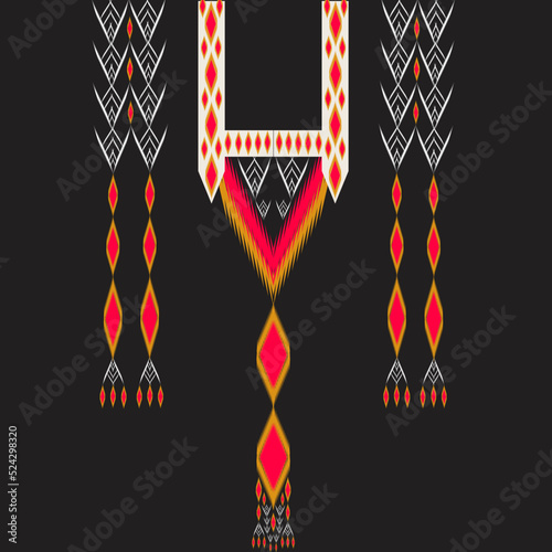 Ikat traditional embroidered neckline pattern