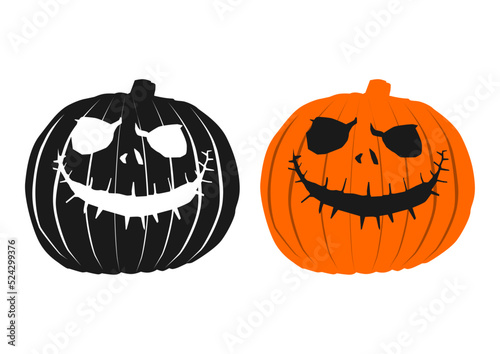 Silhouette of Halloween Jack O'Lantern pumpkin. Vector.