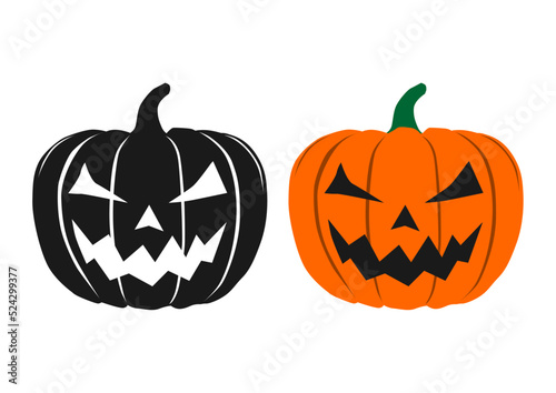 Silhouette of Halloween Jack O'Lantern pumpkin. Vector.