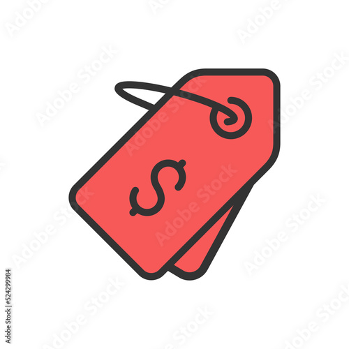 Price tag icon vector isolated on white background