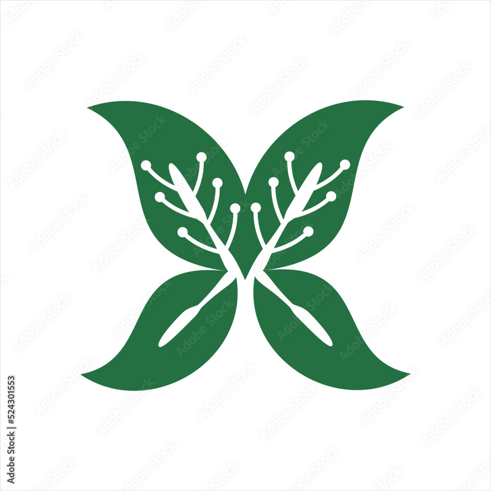 Vector logo design leaf icon with butterfly concept. Vector logo design leaf icon with butterfly concept.