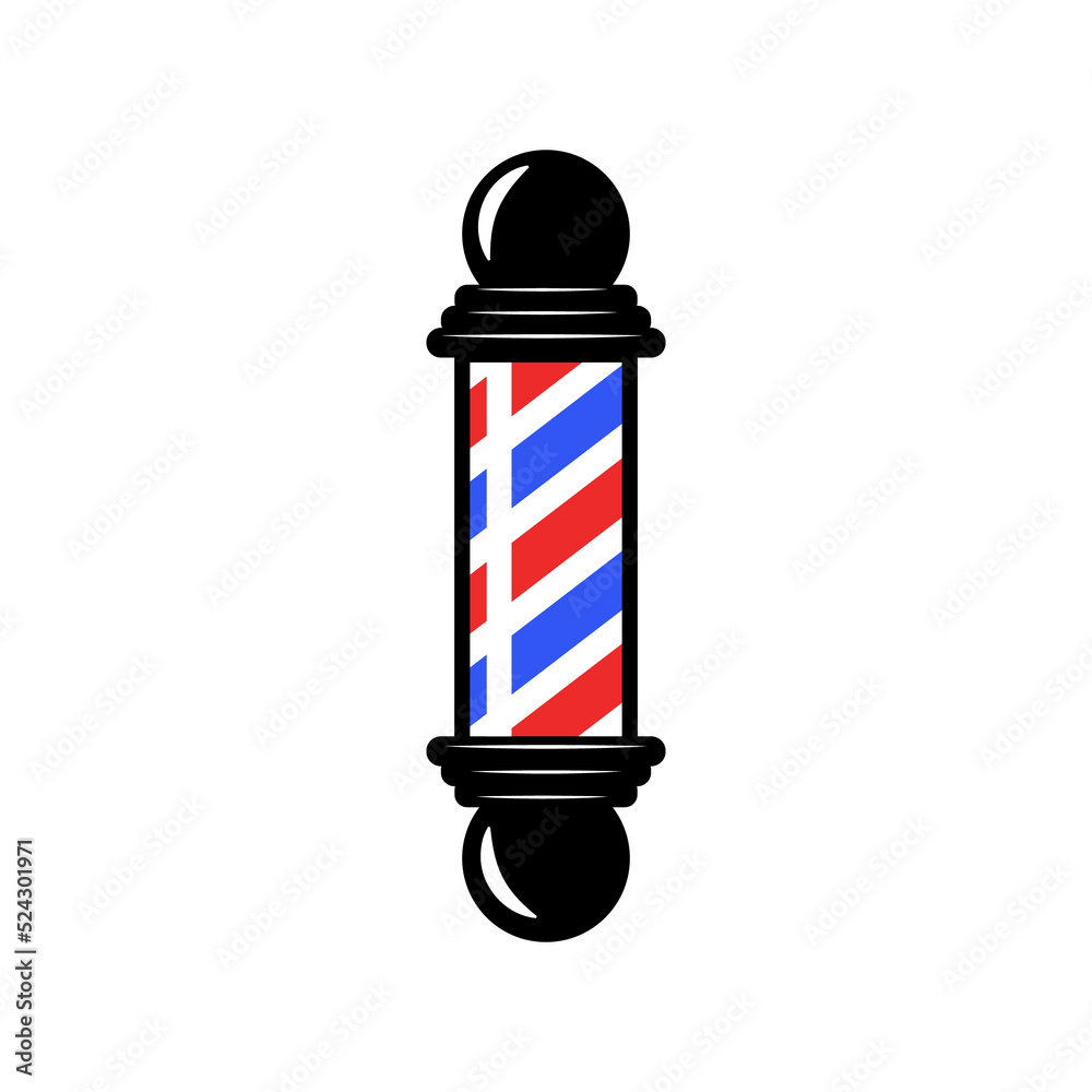 Barber pole in front of the barber shop Barber pole in front of the barber shop