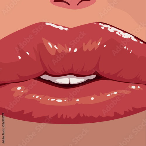 female glossy lips