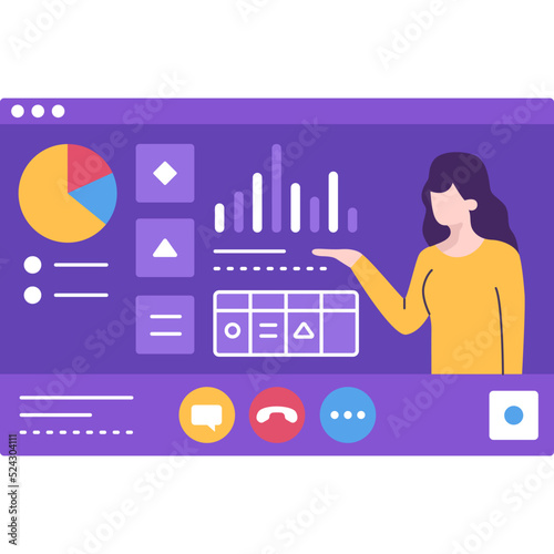 Online business office icon telework flat vector