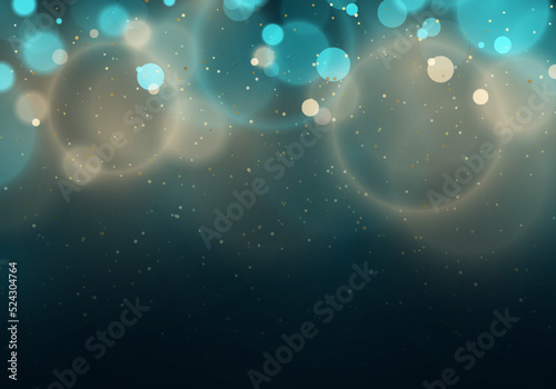 Abstract soft blue blurred bokeh lightoing effect dark background