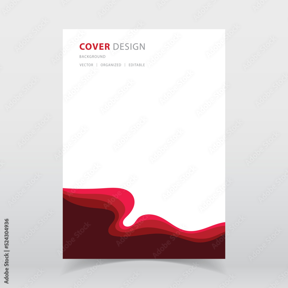 Abstract paper cut style red color vector background with editable elements for poster, flyer, and web designs