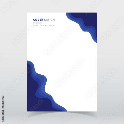 Abstract paper cut style blue color vector background with editable elements for poster, flyer, and web designs