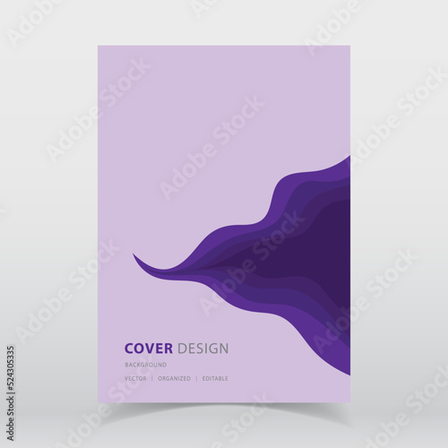 Abstract paper cut style purple color vector background with editable elements for poster, flyer, and web designs