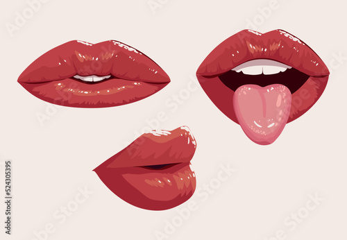 lips and tongue of woman