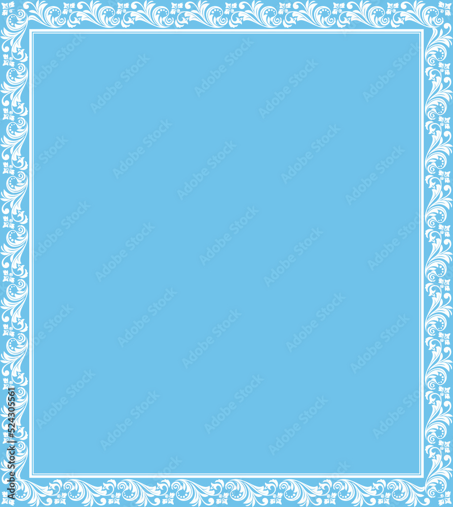 Decorative frame Elegant vector element for design in Eastern style, place for text. Floral blue and white border. Lace illustration for invitations and greeting cards Decorative frame Elegant vector element for design in Eastern style, place for text. Floral blue and white border. Lace illustration for invitations and greeting cards