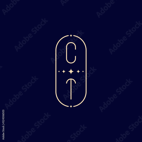 CT line oval wedding initial logo design which is good for branding