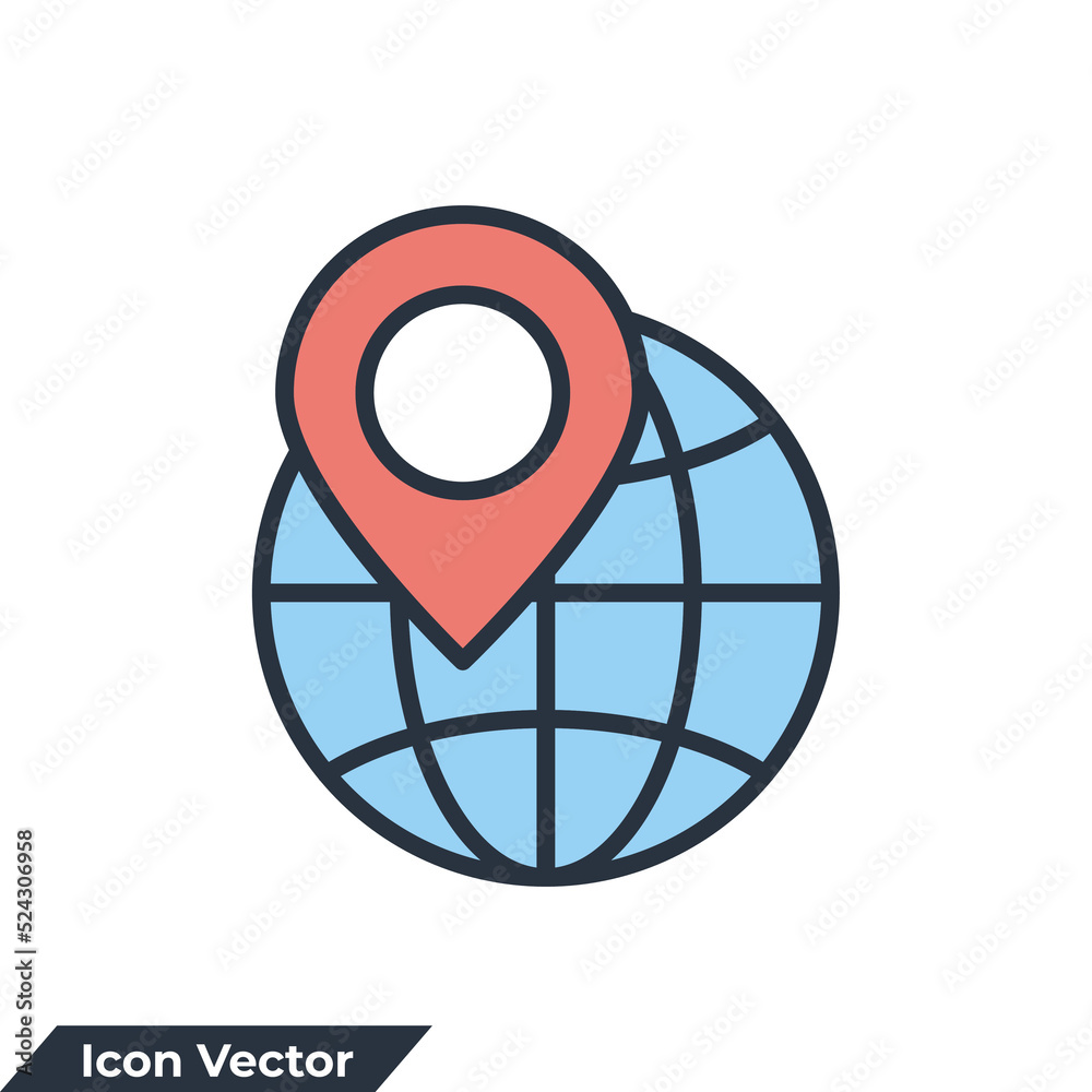global logistic icon logo vector illustration. world and pin location symbol template for graphic and web design collection global logistic icon logo vector illustration. world and pin location symbol template for graphic and web design collection
