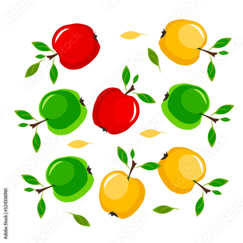 beautiful pattern of yellow green and red apples