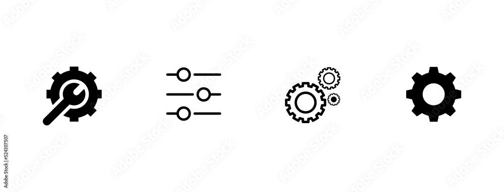 settings icon in different style vector illustration. two colored and ...