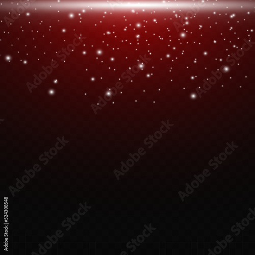 Winter background illustration, with light rays and snowing in blue starry sky.	
