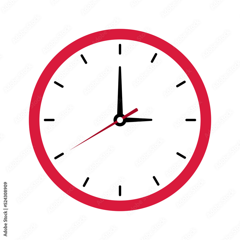 Clock icon on white background. Time icon symbol. Vector illustration. EPS 10. Clock icon on white background. Time icon symbol. Vector illustration. EPS 10.