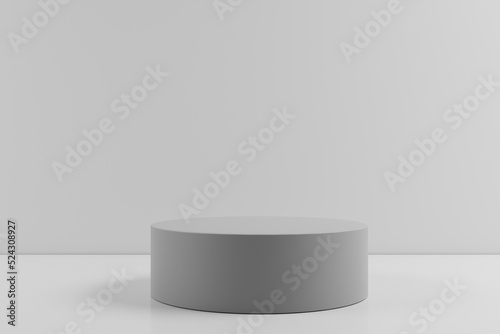 minimalist 3d rendering grey podium for product backdrop