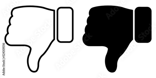 ofvs108 OutlineFilledVectorSign ofvs - thumb down vector icon . isolated transparent . dislike sign . social media . no . black outline and filled version . AI 10 / EPS 10 . g11421 photo