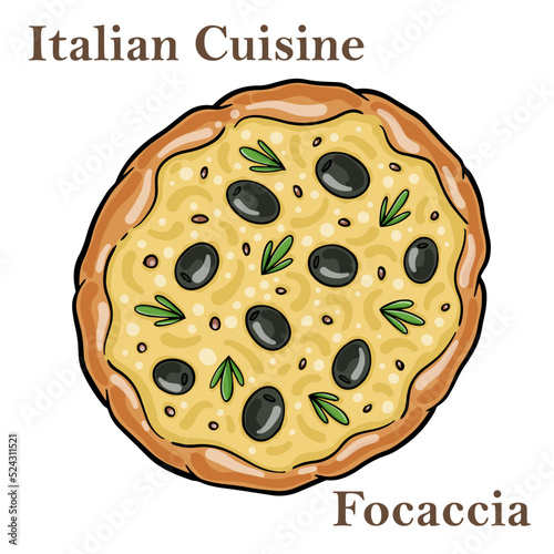 Bari-style focaccia bread, focaccia barese, focaccia with cherry tomatoes, olive oil and oregano.