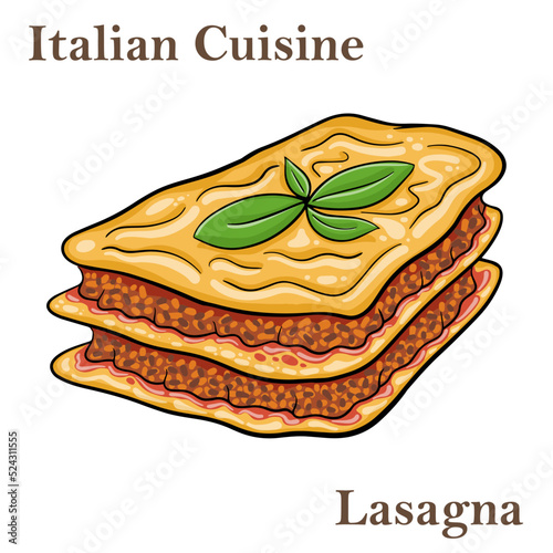 Traditional italian lasagna with minced beef bolognese sauce